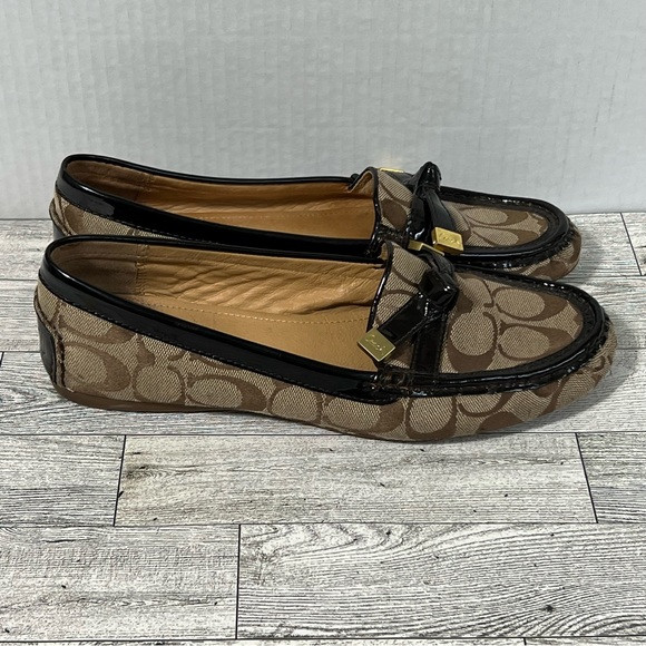 Coach FRIDA Slip on Loafers 8.5 Signature Monogram Logo Brown - Picture 4 of 14
